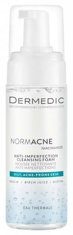 DERMEDIC Normacne Tisztító hab zsíros, kombinált, aknéra hajlamos arcbőrre 170 ml