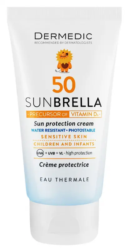 DERMEDIC Sunbrella Baby Napfényvédő arckrém gyermekeknek és babáknak SPF50 már egy hónapos kortól 50 ml