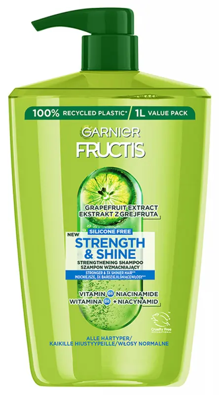 GARNIER Fructis Strength & Shine Hajerősítő sampon mindenféle gyenge és fakó hajra 1000 ml GARNIER Fructis Strength & Shine Hajerősítő sampon mindenféle gyenge és fakó hajra 1000 ml