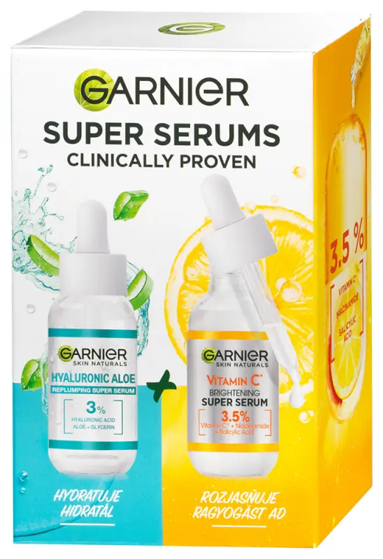 GARNIER Skin Naturals Hyaluronic Aloe és C-Vitamin Szérum Duopack 2x30 ml