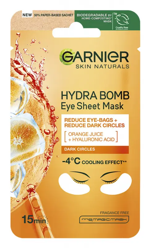 GARNIER Skin Naturals Tissue Mask Moisture+ Energizáló Textil Maszk Szemkörnyékre 6 g