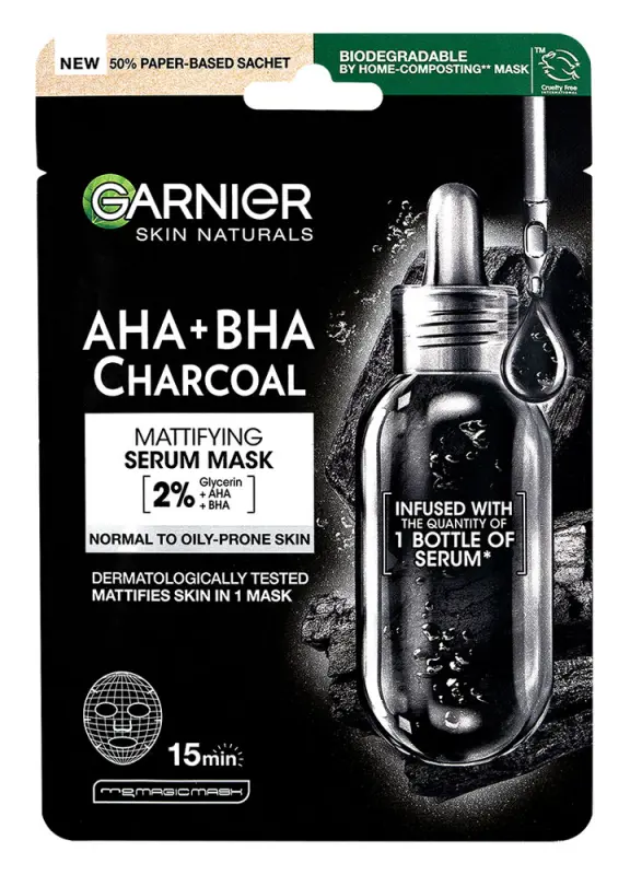 GARNIER Skin Naturals Tisztító És Hidratáló Textil Maszk Tág Pórusokra 28 g