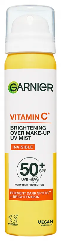 GARNIER Vitamin C+ Ragyogásfokozó SPF 50+ láthatatlan, smink fölé is használható arcpermet 75 ml