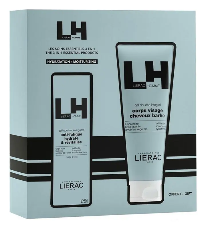 LIERAC Homme Hidratáló energizáló gél+Homme Tusfürdő (50+200 ml)