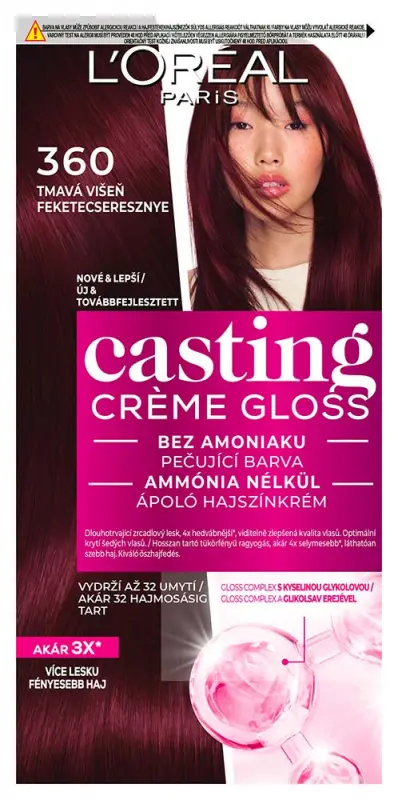 L'ORÉAL PARIS Casting Creme Gloss Hajszínező krém 360 Fekete cseresznye (160 ml)
