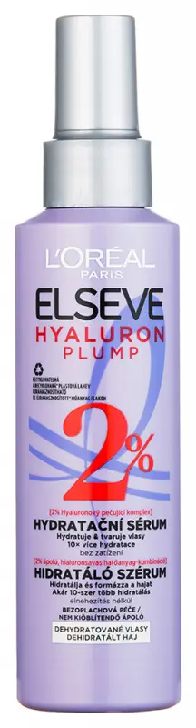 L'ORÉAL PARIS Elseve Hyaluron Plump Hidratáló szérum 2% ápoló hialuronsavas hatóanyag-kombinációval 150 ml L'ORÉAL PARIS Elseve Hyaluron Plump Hidratáló szérum 2% ápoló hialuronsavas hatóanyag-kombinációval 150 ml