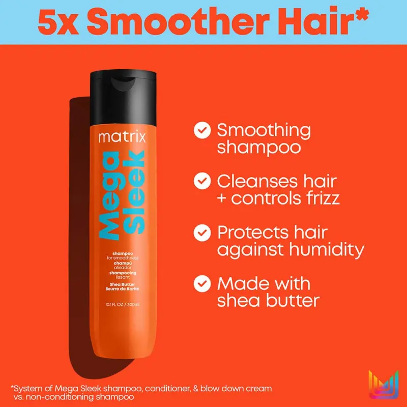 Mega Sleek Sampon nehezen kezelhető, szöszösödő hajra 300ml