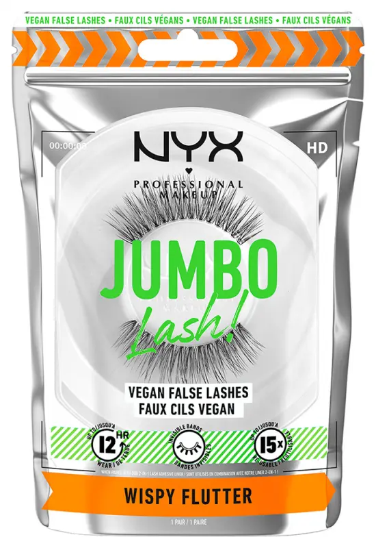 NYX PROFESSIONAL MAKEUP Jumbo Lash! Vegan Reusable False Lashes- Wispy Flutter