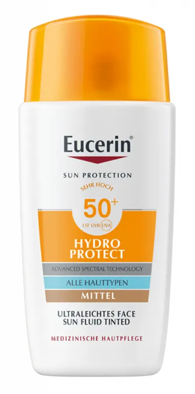 EUCERIN Sun Hydro-Protect ultra könnyű színezett napozó fluid arcra SPF50 - médium árnyalat 50 ml EUCERIN Sun Hydro-Protect ultra könnyű színezett napozó fluid arcra SPF50 - médium árnyalat 50 ml