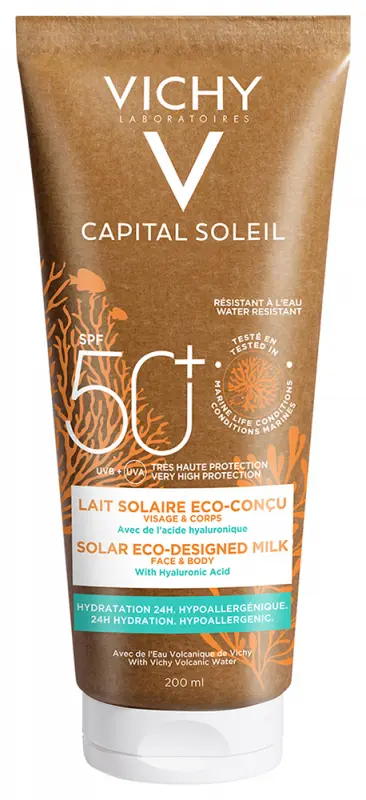 VICHY Capital Soleil naptej SPF 50+ (200 ml) környezetbarát csomagolásban VICHY Capital Soleil naptej SPF 50+ (200 ml) környezetbarát csomagolásban