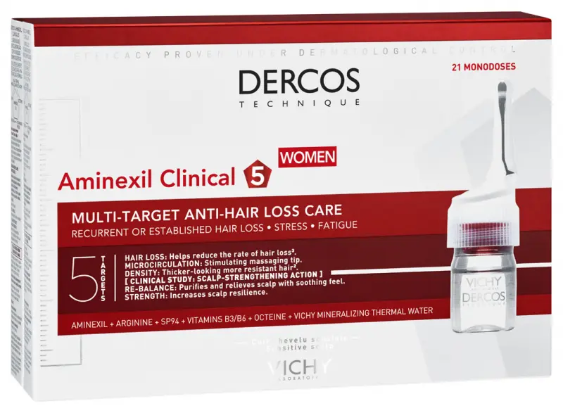 VICHY Dercos Aminexil Clinical 5 Hajhullás elleni ampulla nőknek 21 ampulla VICHY Dercos Aminexil Clinical 5 Hajhullás elleni ampulla nőknek 21 ampulla